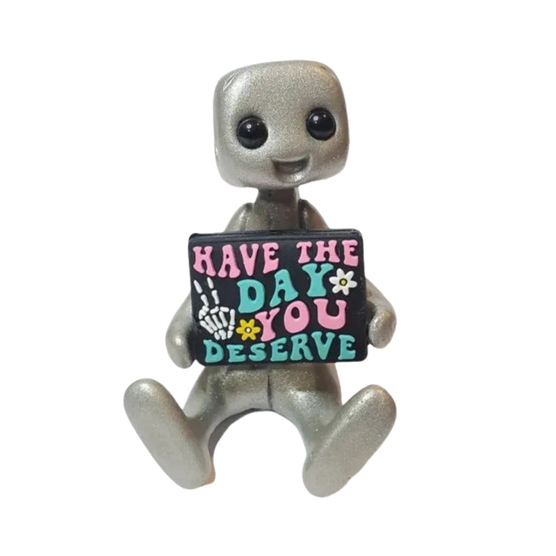 Positive vibes robot, a unisex mental health figurine for desk decoration
