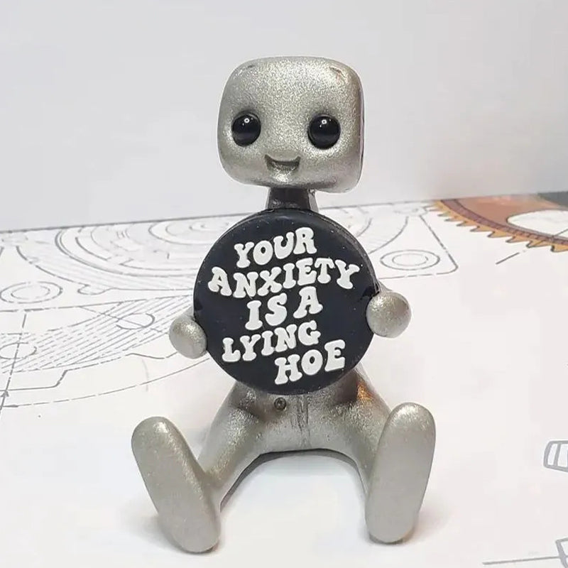 Desk robot figurine, promoting positive mental health and well-being
