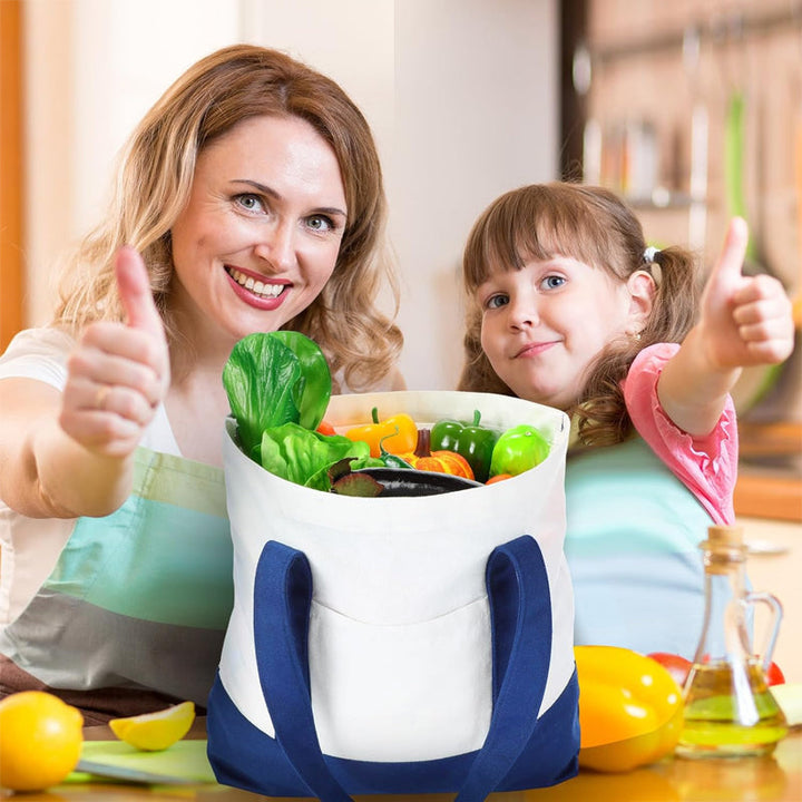 Eco-friendly mini canvas tote bag shown in a park setting, emphasizing its sustainable appeal