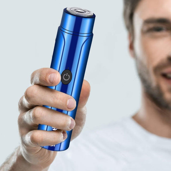 Close-up of portable electric shaver, ideal for beard trimming & body grooming