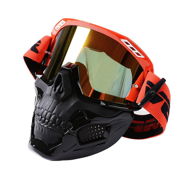 Unisex motorcycle goggles with clear impact-resistant lenses, essential protection for riding.
