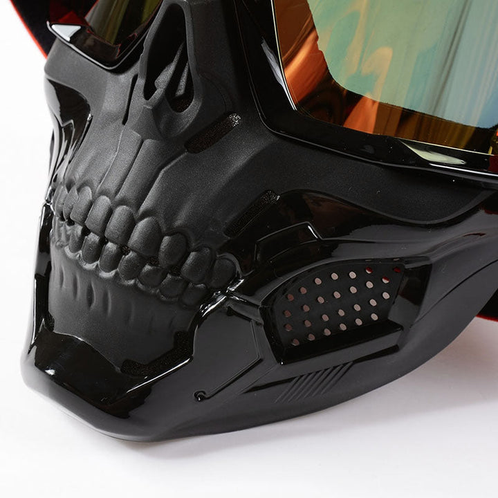 Adjustable strap black frame motorcycle goggles for off-road biking, providing protective eyewear.