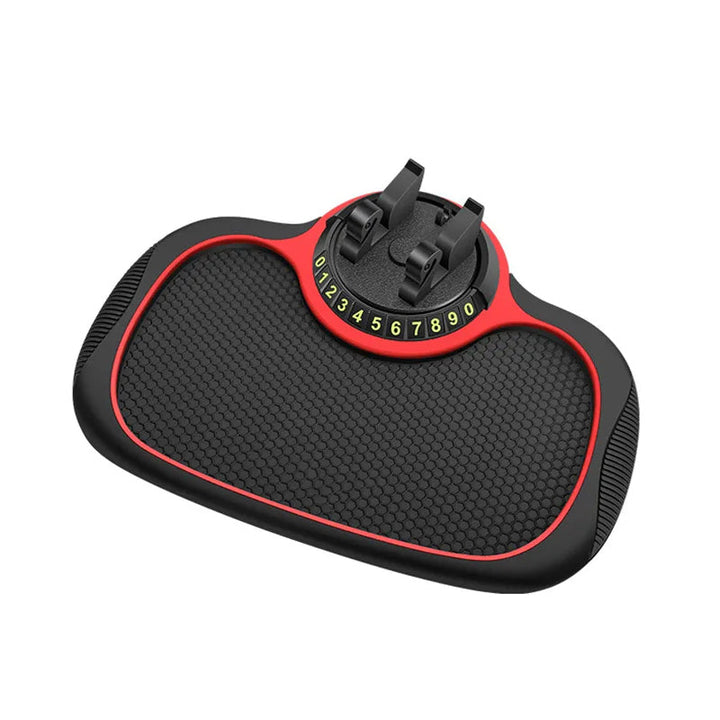 Unisex car accessory: multifunction dashboard mat, non-slip, integrating phone stand and parking plate holder