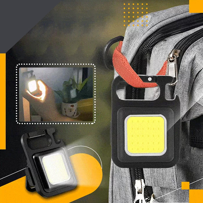 Unisex multifunctional keychain emergency light with COB LED, compact and portable