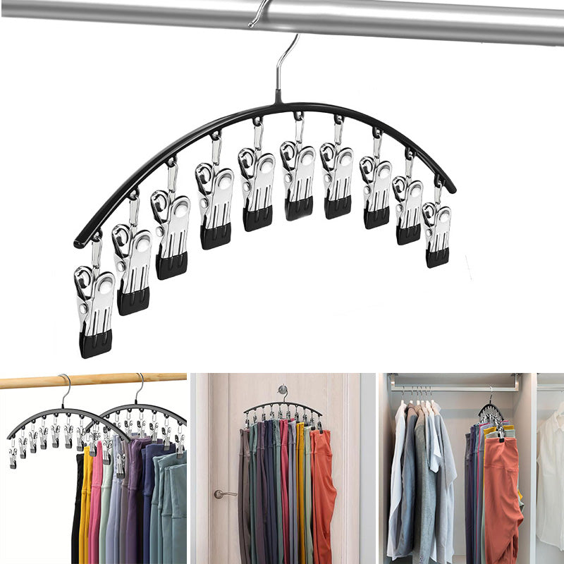 Durable stainless steel clothes hanger, perfect for organizing multiple garments & maximizing closet space.