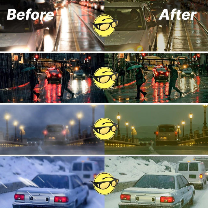 Stylish unisex anti-glare night driving eyewear, designed for improved vision and reduced glare in low light conditions.