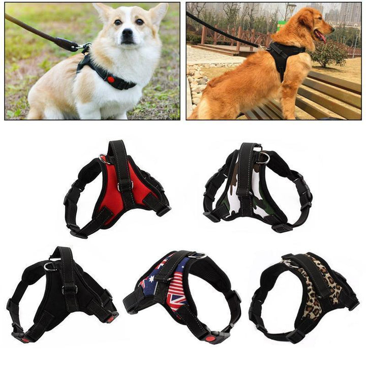 Unisex no-pull dog harness, adjustable black nylon pet vest for dog safety & walking gear