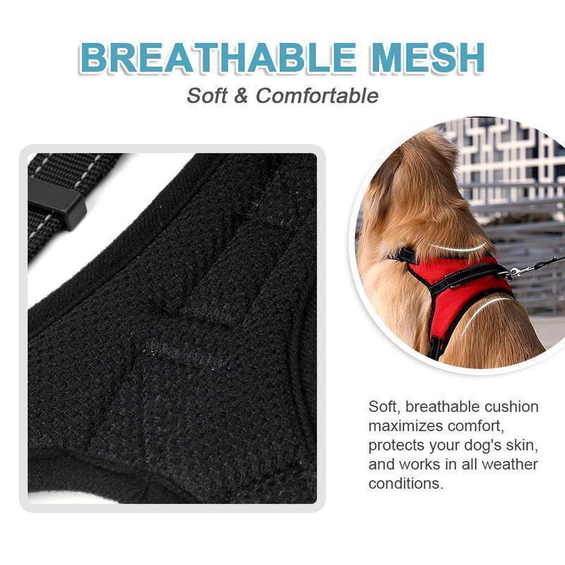 Side view of no-pull dog harness, adjustable pet vest, ensuring dog safety and comfort