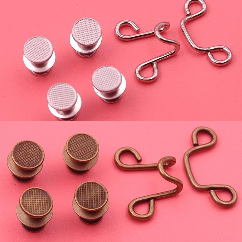 Close-up of no-sew waist buckle set, perfect pants adjuster for a snug fit, clothing repair