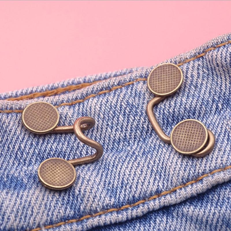 Pack of no-sew instant waist tightener buckles, adjustable pants button for comfortable wear