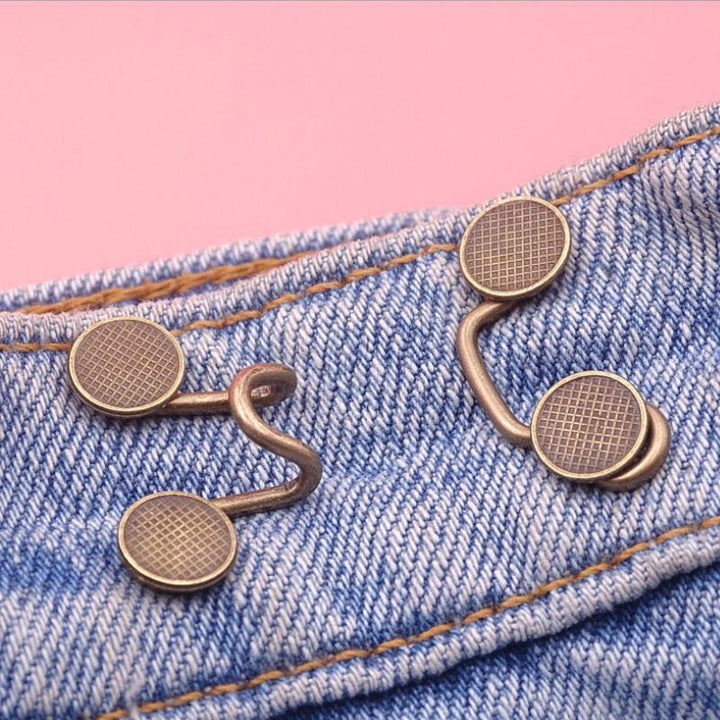 Pack of no-sew instant waist tightener buckles, adjustable pants button for comfortable wear