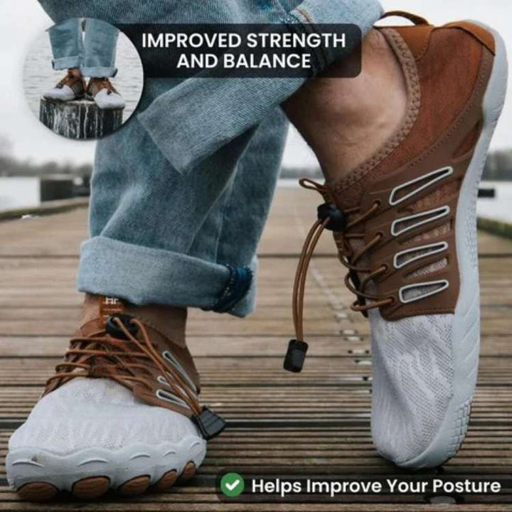 Comfortable unisex barefoot shoes with wide toe box & non-slip sole for natural trail running & walking.