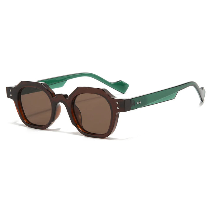 Unisex octagon frame sunglasses with classic black lenses, offering stylish UV protection for any season.