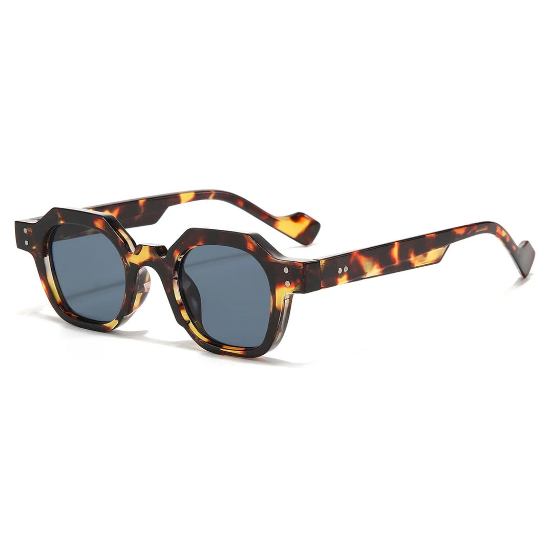 Fashionable unisex octagon sunglasses, featuring a unique shape and dark lenses, essential for summer accessories.
