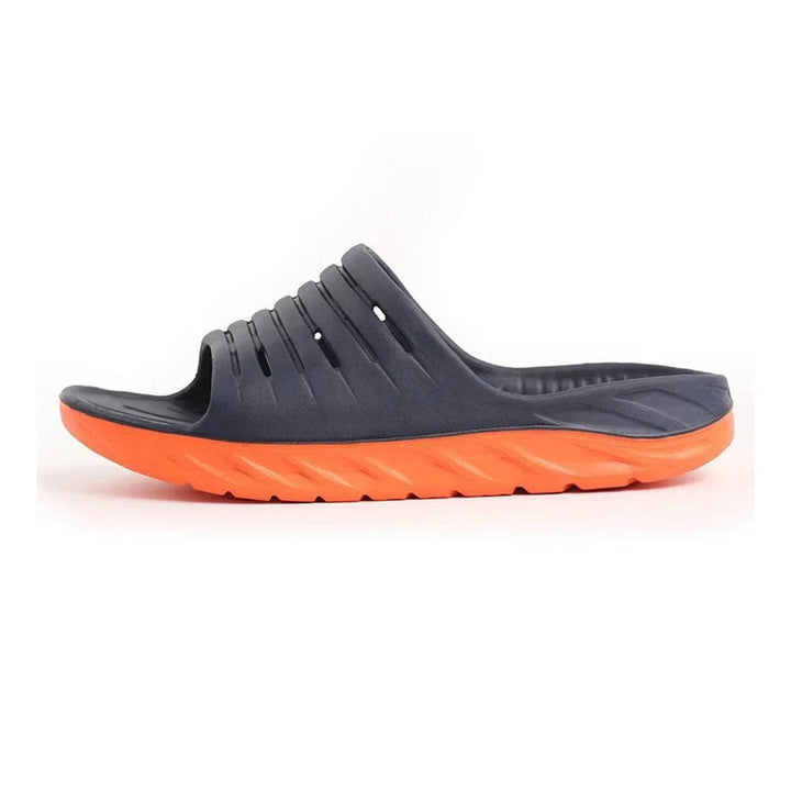 Orthopedic unisex slides with advanced arch support, shock absorption, and heel pain relief for comfort.