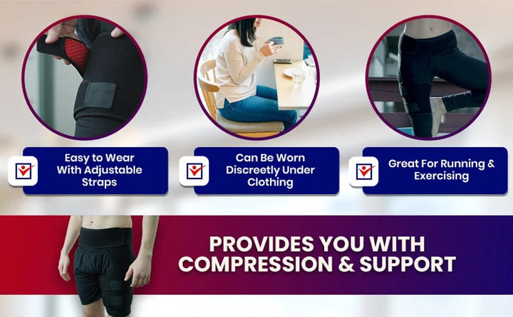 Durable orthopedic hip stability brace for joint support, muscle pain relief, and athletic performance. Unisex.