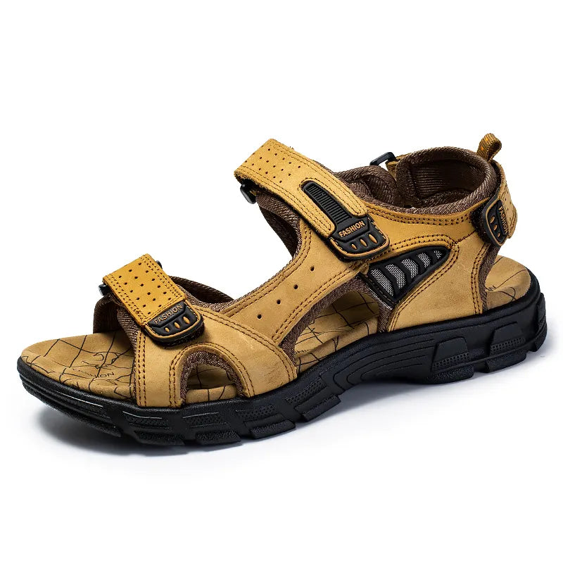 Side view of unisex casual velcro sandals with orthopedic arch support & durable non-slip sole. Perfect for daily wear.