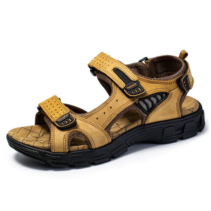 Side view of unisex casual velcro sandals with orthopedic arch support & durable non-slip sole. Perfect for daily wear.