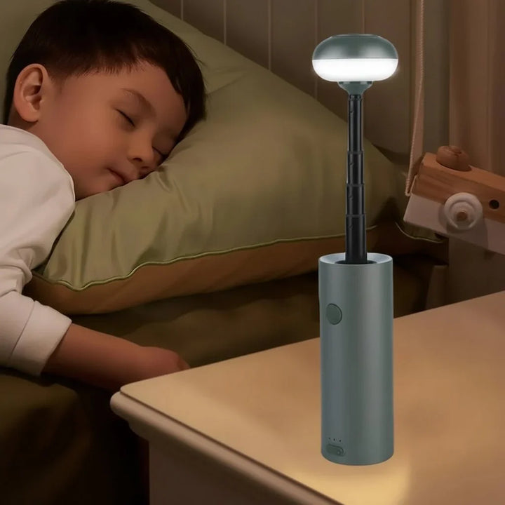 Versatile telescopic camping lantern for outdoor adventures. Rechargeable LED lamp with strong magnetic base.