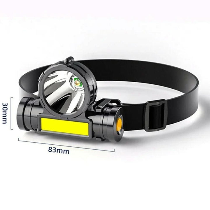 Compact & durable outdoor flashlight, worn as a headlamp. Essential camping & hiking gear.