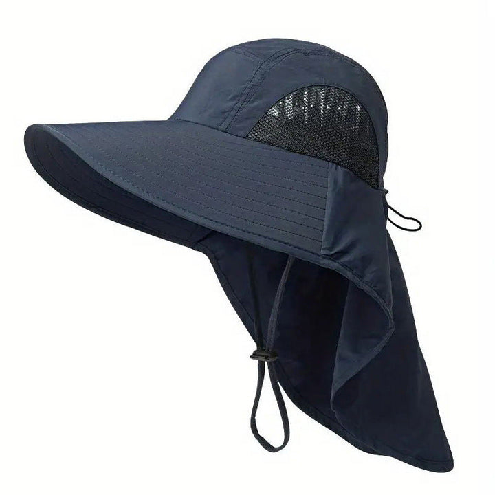 Sun protection camping hat with an extra-long neck flap for comprehensive coverage