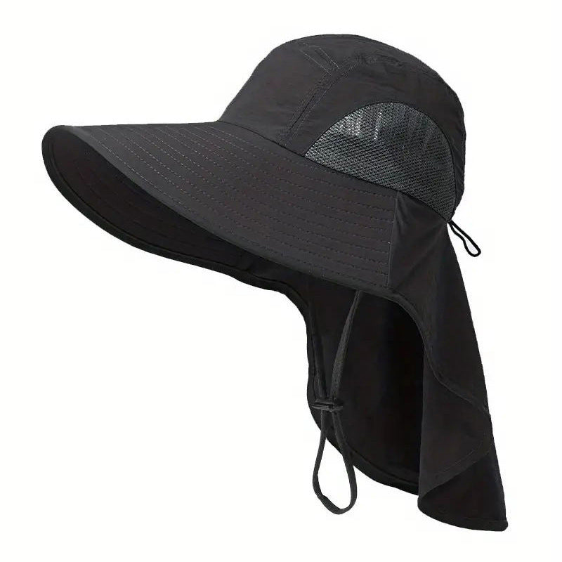 Durable outdoor sun protection hat with neck flap for fishing, hiking, and travel