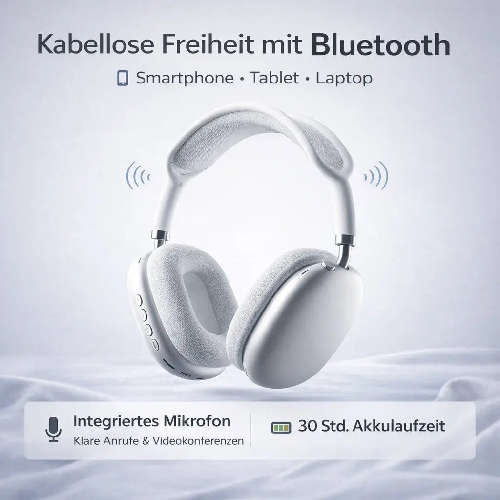 Sleek black noise cancelling over-ear headphones, perfect for wireless music & calls.