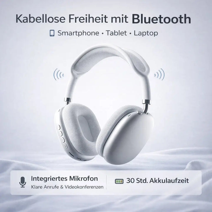 Sleek black noise cancelling over-ear headphones, perfect for wireless music & calls.