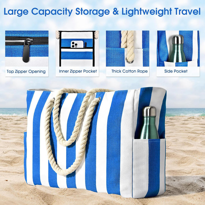 Waterproof beach tote for women & men, ensuring dry gear by the water.