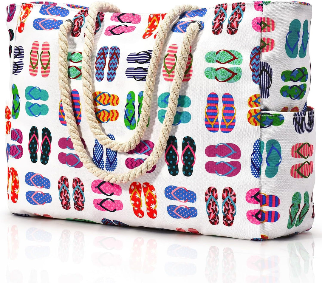 Spacious sandproof beach tote for men & women, ideal for pool days & vacation.