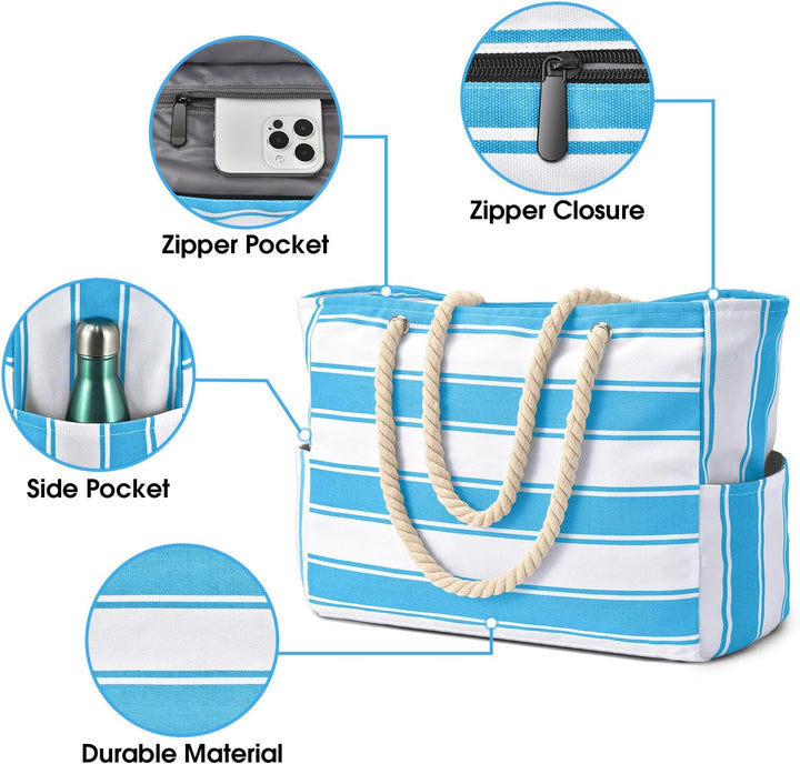 Sandproof travel tote, makes packing for the beach a breeze.