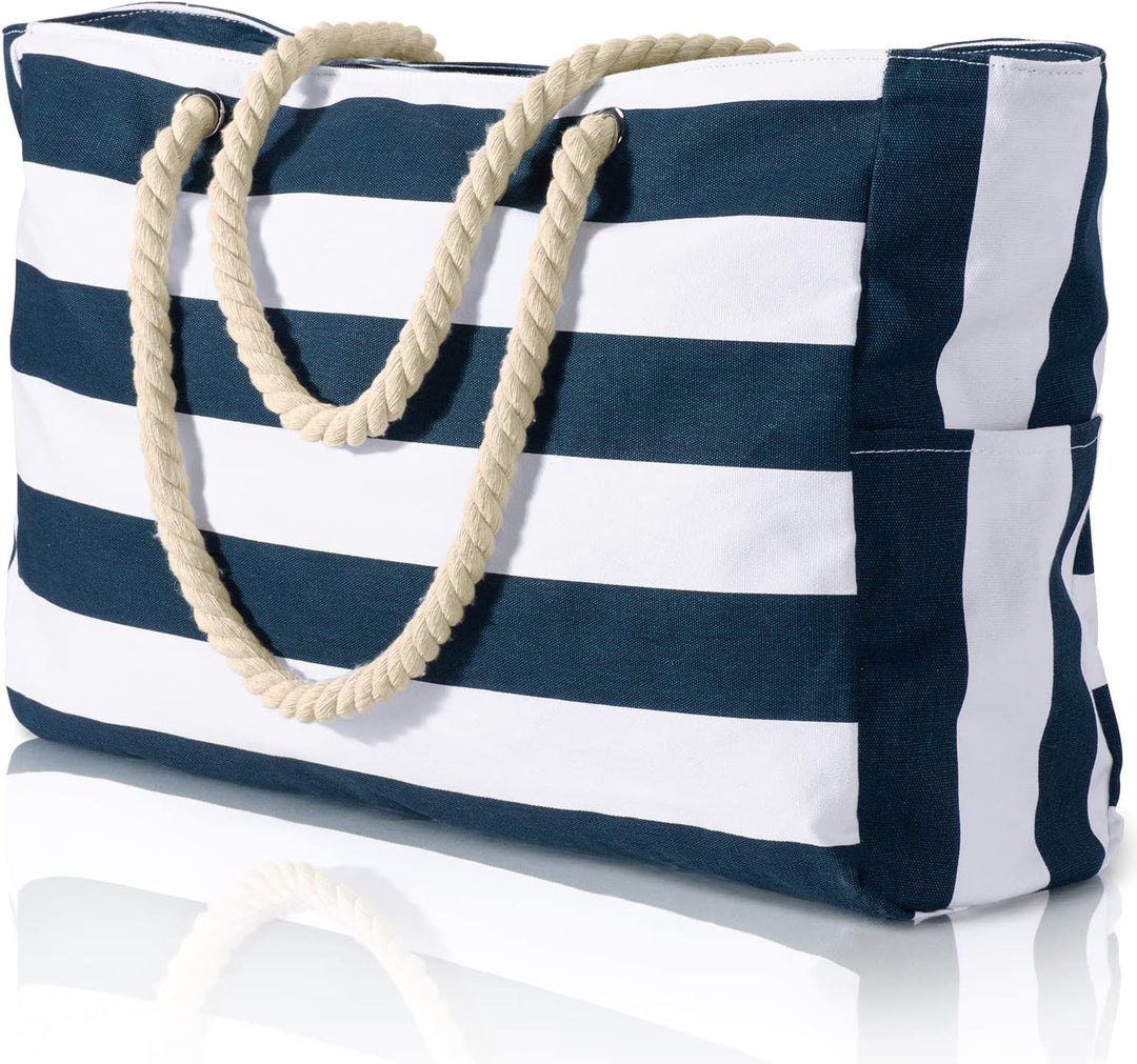 Functional sandproof travel tote, keeps your belongings secure & clean on the beach.
