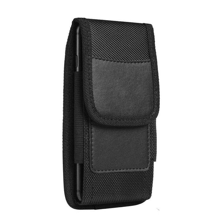 Unisex Oxford cloth cell phone belt clip case with secure storage pouch.