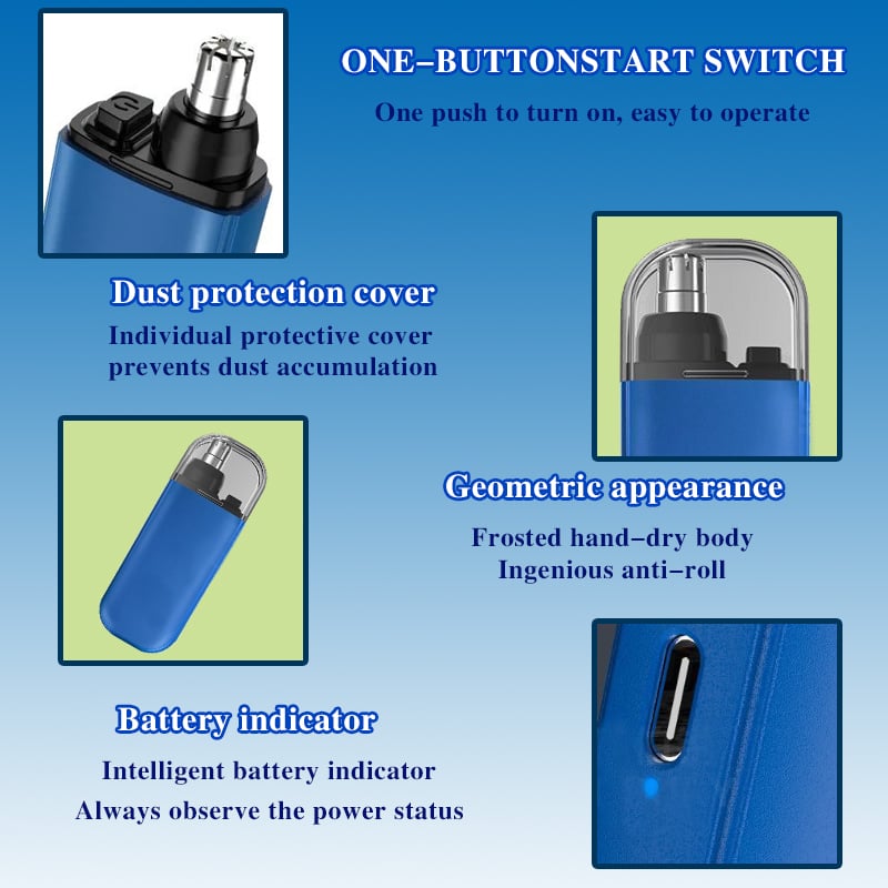 Unisex personal groomer with powerful motor for efficient, painless nose & ear hair removal
