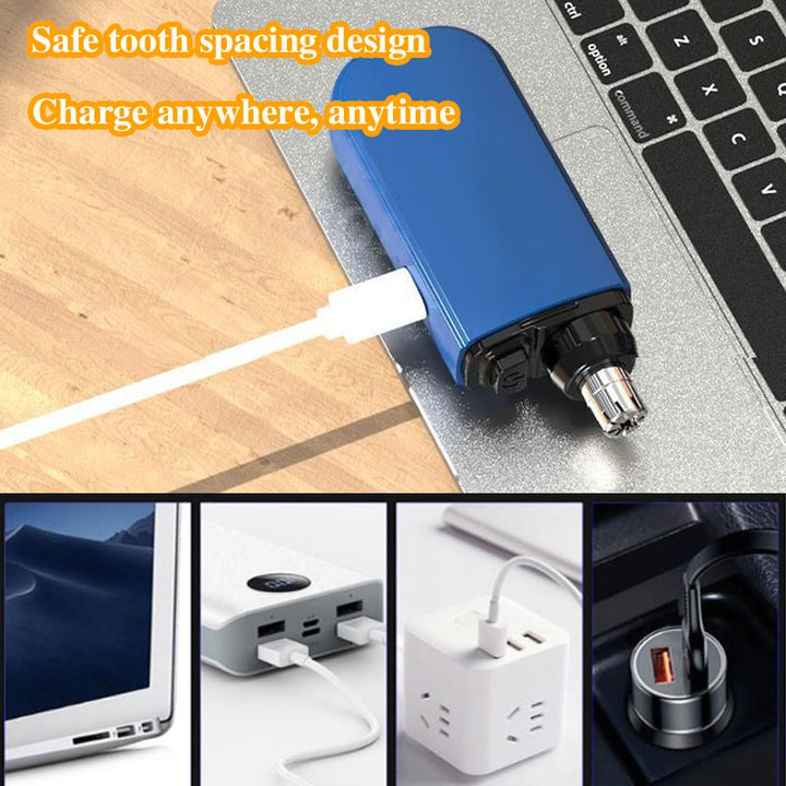 Unisex personal care device: portable nose & ear hair trimmer, showing LED indicator