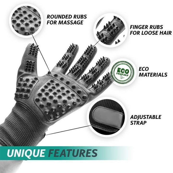 Versatile pet deshedding gloves, suitable for dogs, cats, and horses; essential pet supplies.