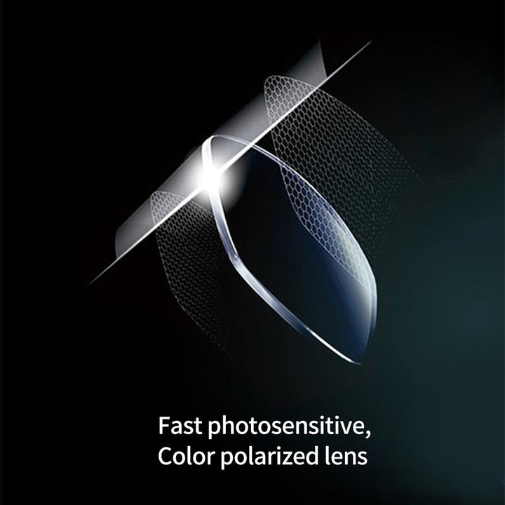 Active lifestyle photochromic polarized anti-glare sunglasses, unisex and UV protective.