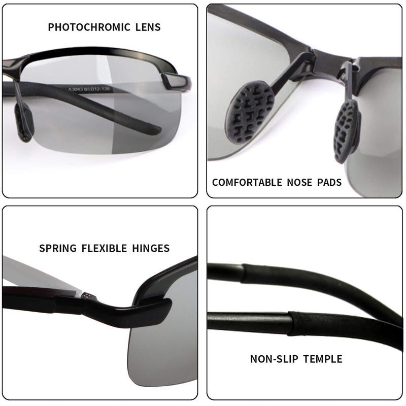 Photochromic sunglasses, polarized & anti-glare, suitable for men & women, UV protected.