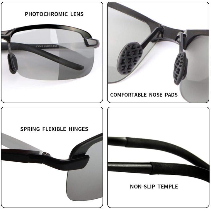 Photochromic sunglasses, polarized & anti-glare, suitable for men & women, UV protected.