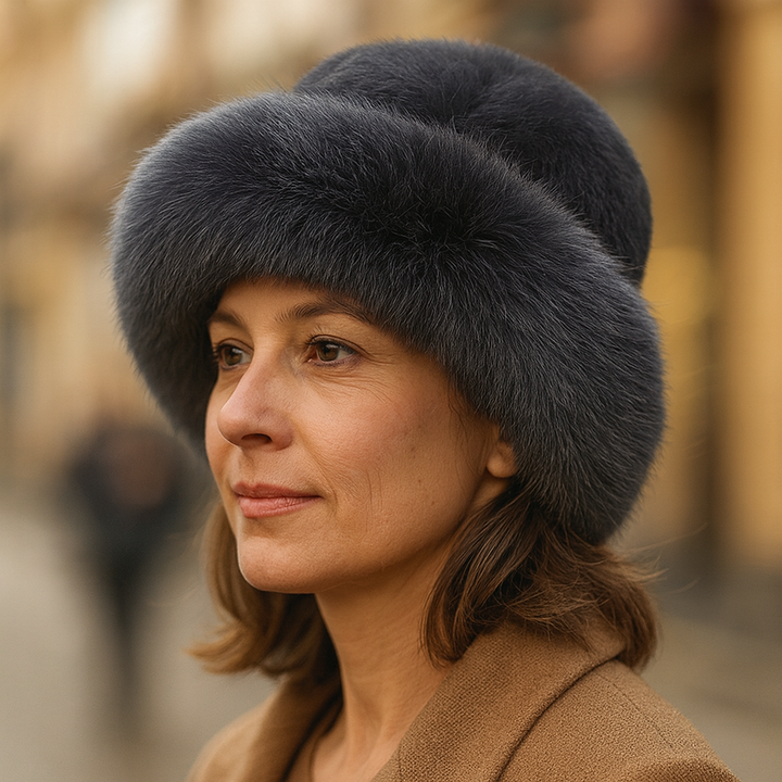 Unisex plush faux fur winter hat in a rich burgundy, a fashionable warm accessory