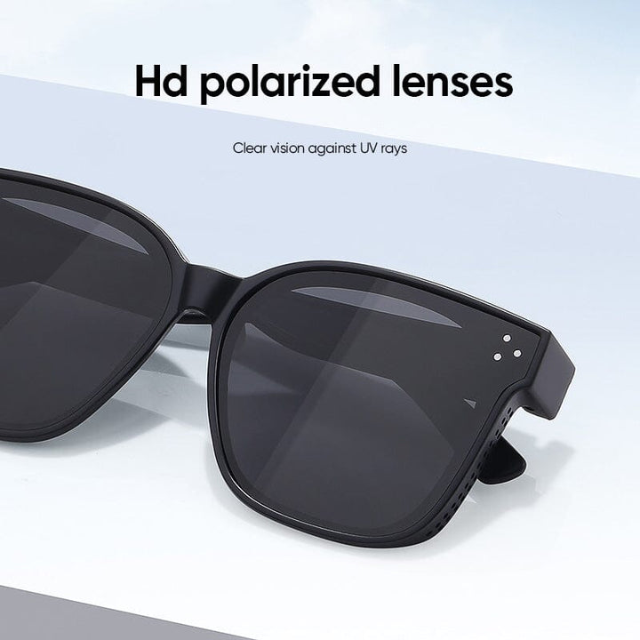 Angle shot of fit over polarized sunglasses, showcasing their sleek design and protective lenses
