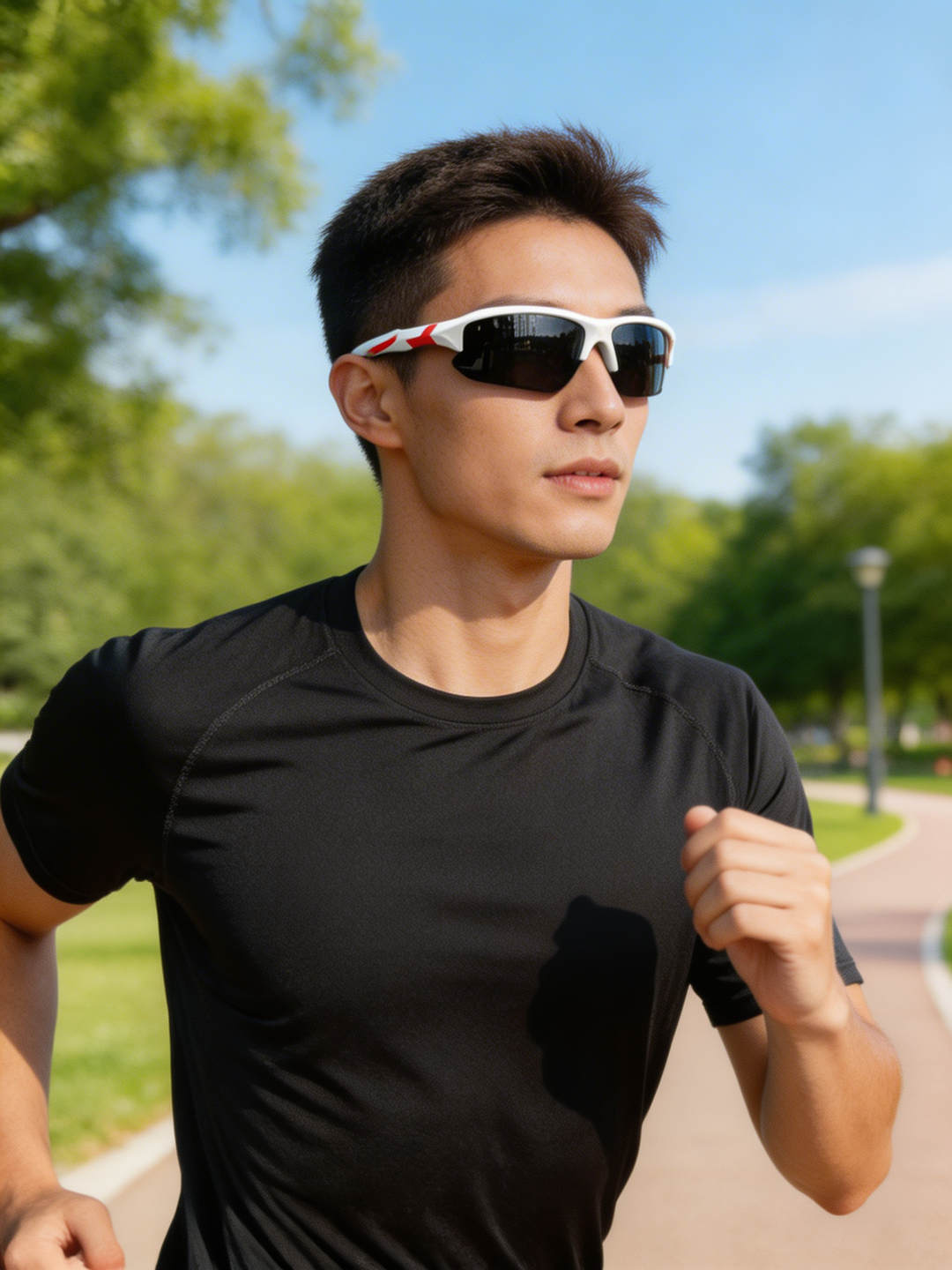 Cycling performance sunglasses, unisex polarized lenses, 100% UV protection for clear vision on rides.