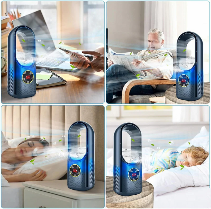 Personal bladeless cooler, a quiet USB fan for compact, eco-friendly summer essentials.