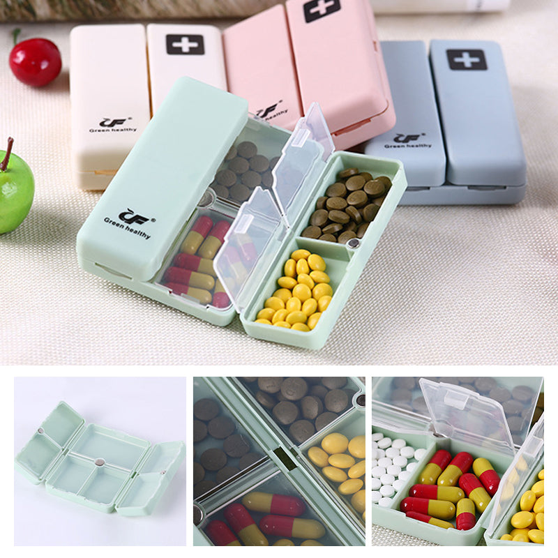 Unisex portable magnetic 7-compartment pill organizer, ideal for daily medication storage & travel
