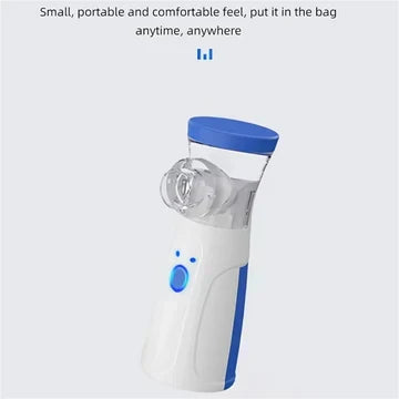 Unisex portable mesh nebulizer for adults & kids, silent, USB rechargeable, effective respiratory relief.