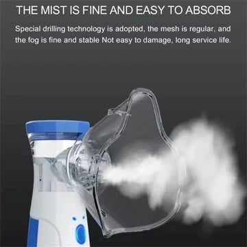Silent operation portable mesh nebulizer for children & adults, providing quick respiratory relief & fine mist.