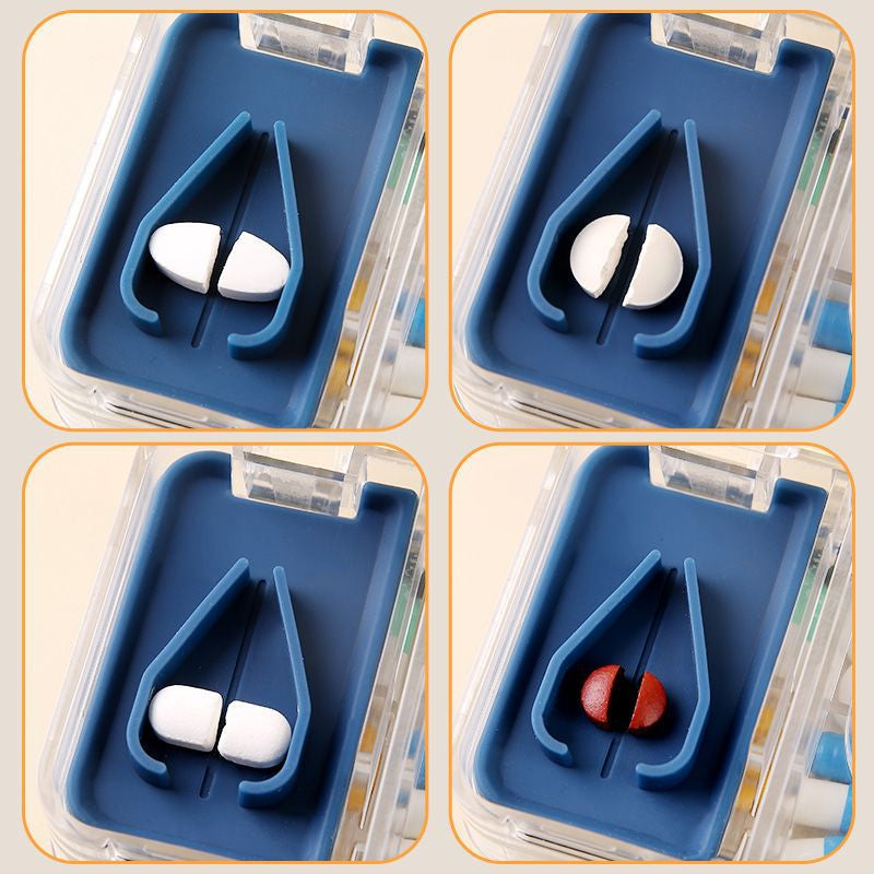 Compact pill box organizer, ideal for daily medication, travel-friendly storage