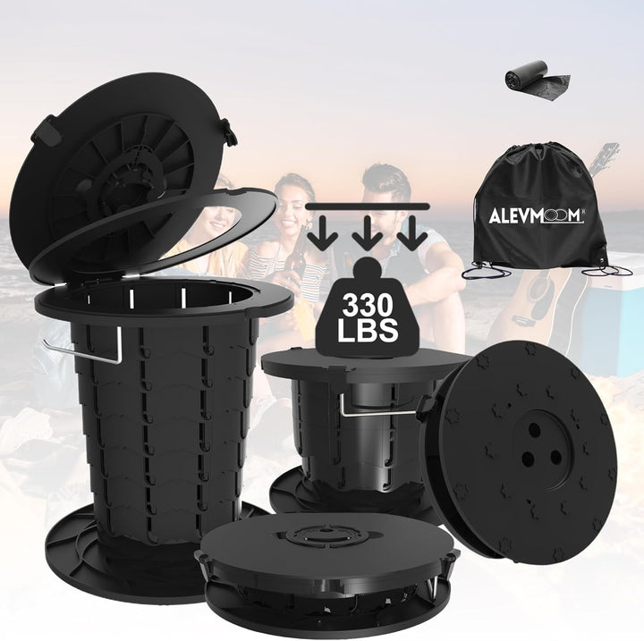 Durable CampMate portable toilet, foldable for hiking, travel & personal hygiene.