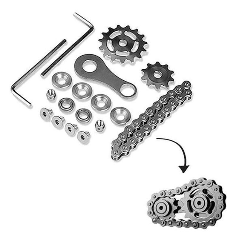 Hand holding a high-quality stainless steel fidget sprocket, portable and durable design