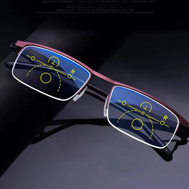 Unisex eyewear: progressive multifocal reading & distance vision correction with comfort & style.